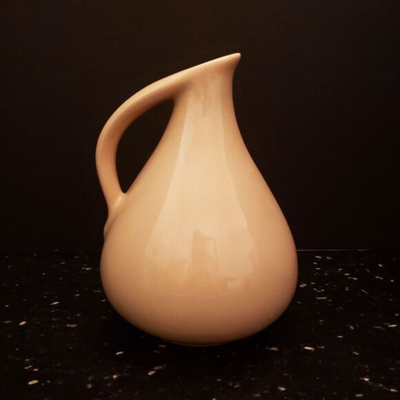 Handmade Pitcher Jug Ceramic Art Pottery Angled Spout Beige Tan Glaze Vintage - Picture 11 of 12